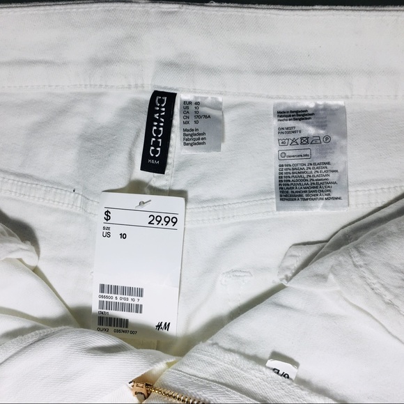 NWT White Distressed Skinny Jeans- H&M Divide - Picture 3 of 8